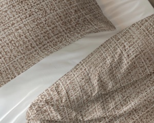 Set lenjerie de pat din bumbac 100%, 200 x 200/220 cm, set cu 2 fețe de pernă 60 x 70 cm, antiacarieni, antialergică, respirabilă, închidere cu capse, bej - Img 5