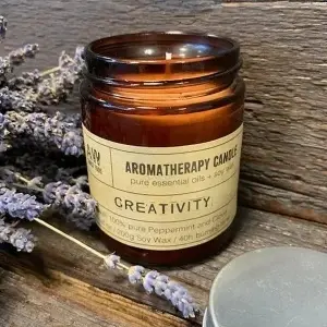 Lumânare aromaterapie Creativitate, ceară de soia, mentă și cuișoare, 200 g, ardere până la 40 ore