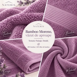Set 2 Prosoape Față și Mâini Nateris Bamboo Moreno, 50x90 cm, 500 g/m², lavandă - Img 6