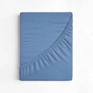 Cearșaf cu elastic 160x200 cm, 100% bumbac, colț 30 cm, antialergic, albastru