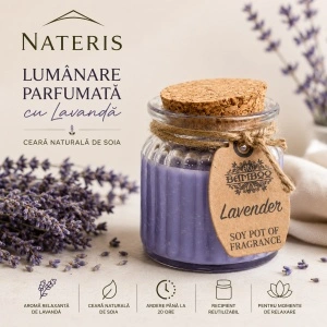 Lumânare parfumată Lavandă, ceară naturală de soia, 120 g, ardere până la 20 ore - Img 2