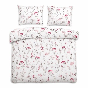 Set lenjerie pat Nateris 100% bumbac 220x200 cm, 3 piese, alb floral