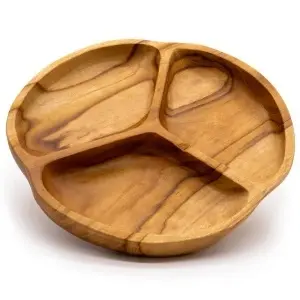 Bol din lemn de tec, 3 compartimente, 30 × 30 × 7 cm, natur - Img 4