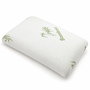 Pernă ergonomică Nateris Bamboo Memory Foam, fermă, husă detașabilă, 70 × 40 × 12 cm, alb