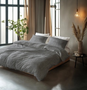 Set lenjerie de pat Sleeptime Pure Vintage, 100% bumbac, 200 x 200/220 cm, 2 fețe de pernă 60 x 70 cm, model modern, închidere cu capse, Vintage Antracit - Img 6