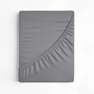 Cearșaf cu elastic 160x200 cm, 100% bumbac, colț 30 cm, antialergic, gri
