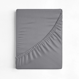 Cearșaf cu elastic 160x200 cm, 100% bumbac premium, pentru saltea și boxspring, proprietăți anti-alergice și anti-acarieni, colț 30 cm, material moale și respirabil, gri