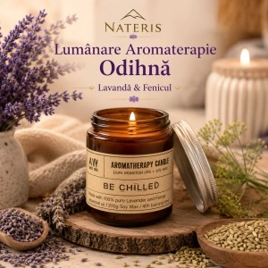 Lumânare aromaterapie Odihnă, ceară de soia, lavandă și fenicul, 200 g, ardere până la 40 ore - Img 2