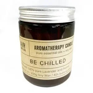 Lumânare aromaterapie Odihnă, ceară de soia, lavandă și fenicul, 200 g, ardere până la 40 ore