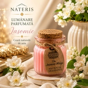 Lumânare parfumată Iasomie, ceară naturală de soia, 120 g, ardere până la 20 ore - Img 2