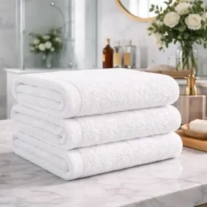 Prosop de baie 70x140 cm, 100% bumbac, 400 GSM, alb, OEKO-TEX® - Img 2