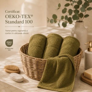 Prosop Kiwi 70x140 cm, 100% Bumbac Egiptean, 500 GSM, absorbție ridicată, textură moale și rezistentă, certificare OEKO-TEX®, kaki - Img 6
