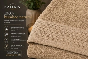 Set 2 prosoape baie Solano, 100% bumbac, 70x140 cm, 450 GSM, OEKO-TEX, cappuccino - Img 5