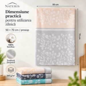 Set 3 prosoape bucătărie Nateris, bumbac, 50×70 cm - Img 2