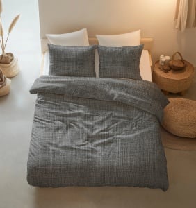 Set lenjerie de pat Sleeptime Pure Vintage, 100% bumbac, 200 x 200/220 cm, 2 fețe de pernă 60 x 70 cm, model modern, închidere cu capse, Vintage Antracit - Img 3
