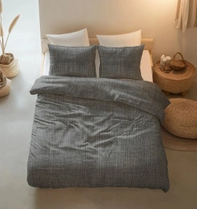 Set lenjerie de pat Sleeptime Pure Vintage 200x220 cm, 100% bumbac, 3 piese, închidere cu capse, antracit - Img 3