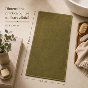 Prosop Kiwi 50x100 cm, 100% Bumbac Egiptean, 500 GSM, absorbție ridicată, textură moale și rezistentă, certificare OEKO-TEX®, kaki - Img 4