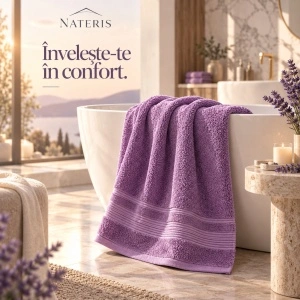 Set 2 prosoape baie Nateris Bamboo Moreno, 70x140 cm, 500 g/m², lavandă - Img 5