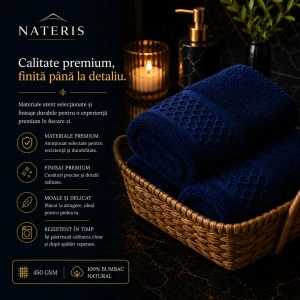 Set 2 prosoape baie Solano, 100% bumbac, 70x140 cm, 450 GSM, OEKO-TEX, bleumarin - Img 2
