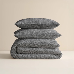 Set lenjerie de pat Sleeptime Pure din 100% bumbac, 240 x 220 cm, 2 fețe de pernă 60 x 70 cm, închidere cu capse, model Vintage, Antracit - Img 5