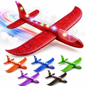 Avion Planor LED 37cm, din Spumă, Lumini Multicolore, Diferite Culori