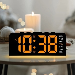 Ceas Digital LED 17×5×7.5cm, Afișaj LED Mare, Alarmă cu Funcție Amânare, Calendar și Ziua Săptămânii, Alimentare prin Adaptor USB sau Baterii - Img 3