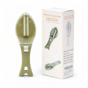 Curățător Solzi Pește 16cm cu Capac Colector, Mâner Antiderapant, din Plastic