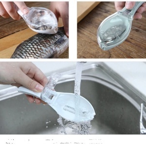 Curățător Solzi Pește 16cm cu Capac Colector, Mâner Antiderapant, din Plastic - Img 3