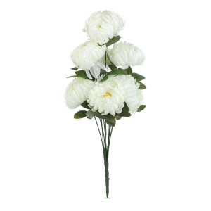 Decor plastic - crizantema - alb - 12 x 58 cm - Img 2