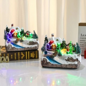 Decoratiune de Craciun 13x16x10cm, cu Lumină LED, Muzică și Scena Rotativa - Img 2