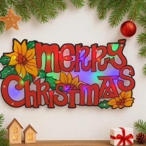 Decorațiune de Geam pentru Crăciun 45x25cm, cu Lumină LED Multicoloră, Model 3D, cu Alimentare la Priză - Img 2