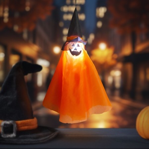 Decorațiune iluminată de Halloween - dovleac - de agățat - LED RGB - 70 x 50 cm