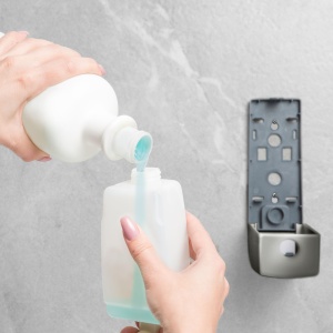 Dozator de săpun cu pompă manuală - 350 ml - perete - argintiu - Img 3