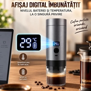 Espressor Portabil Tobi 7.3x24.5cm, 3 in 1, 200ml 72W, pentru Capsule si Cafea Macinata, Incalzire 90°C, Afisaj Digital - Img 3