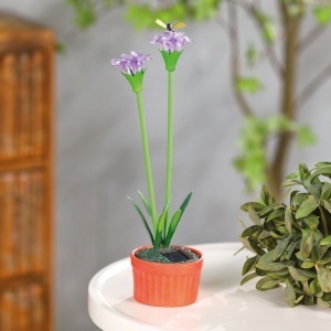 Floare solară colorată - 8 x 8 x 32 cm - 10 LED-uri alb cald - mov - Img 2