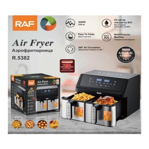 Friteuza cu aer cald dubla RAF R.5382, 2 cuve 4.5L + 4.5L