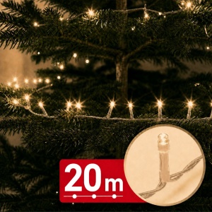 Instalație luminoasă – 20 m – alb cald – 400 LED – 220–240 V – 6 W – cablu transparent