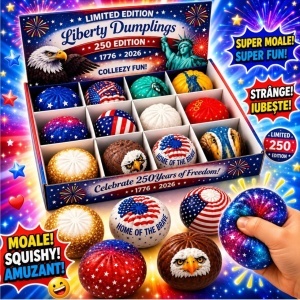 Jucărie Antistres Squishy 12/set, Liberty Dumplings, 9cm, Ediție Limitată 250 Edition 1776-2026, Slow Rising, Diferite Modele - Img 2