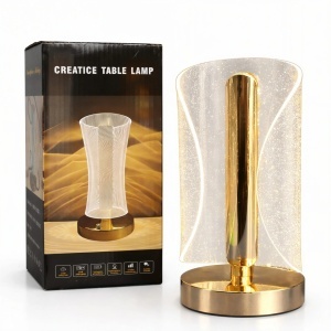 Lampă LED Decorativă 20.5cm, Model Cristal cu Efect Sclipitor, 3 Moduri de Lumină, Control Touch, Reîncărcabilă USB