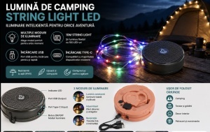 Lampa LED solara camping, 8 m, 80 LED