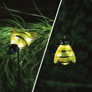 Lampă solară - albinuță - cu țăruș / cu clemă - galbenă - 15 x 7 x 16 cm - 6 LED-uri