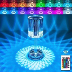 Lampa Transparenta 24cm cu LED, Model Cristal cu Acumulator, Incarcare USB si Telecomanda - Img 3