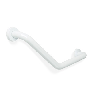 Mâner pentru baie – îndoit la 45° – oțel inoxidabil – alb – 25 + 25 cm