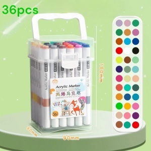 Markere Acrilice 36/Set, cu Gentuta Transparenta, Multicolore, 14 cm