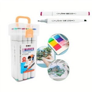 Markere Colorate 18/set in Gentuta Transparenta 14cm din Plastic