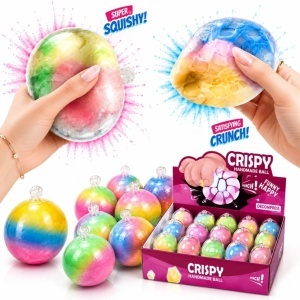Minge Antistres 12/set, Crunchy Curcubeu 6cm, Crispy Handmade Ball, Squishy