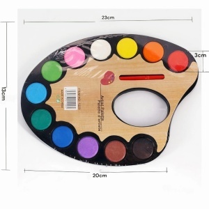 Paleta Acuarele din Plastic 23x20x13cm, Tip Pastila Mare 12 Culori cu Pensula 14cm - Img 3