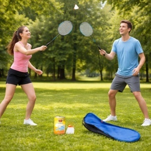 Palete Badminton 2/set cu 2 Fluturasi, 60cm din Plastic - Img 2