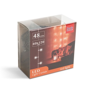 Perdea luminoasă - 48 LED-uri roșii - 60 x 120 cm - 2 x AA - Img 2