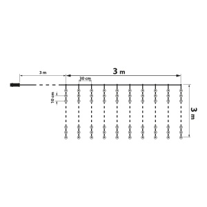 Perdea luminoasă - cu 300 microLED-uri alb rece - 3 x 3 m - 230V - cu telecomandă - Img 2